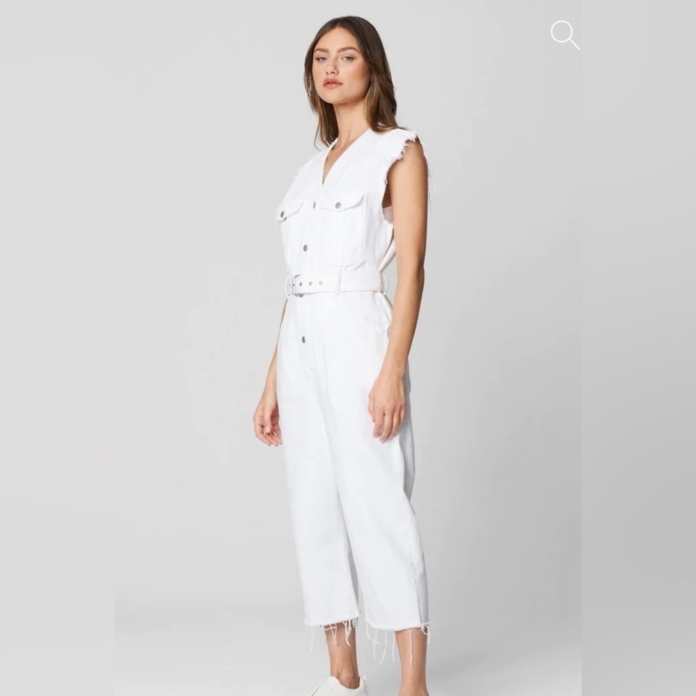 Blank NYC White Denim Romper With Front Pockets Snap Closure,Belted NWT - Picture 3 of 4